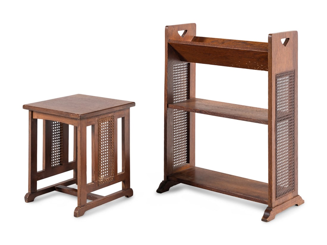 Stickley Brothers American, Early 20th Century Caned Side Table and Bookshelf (1 of 3)