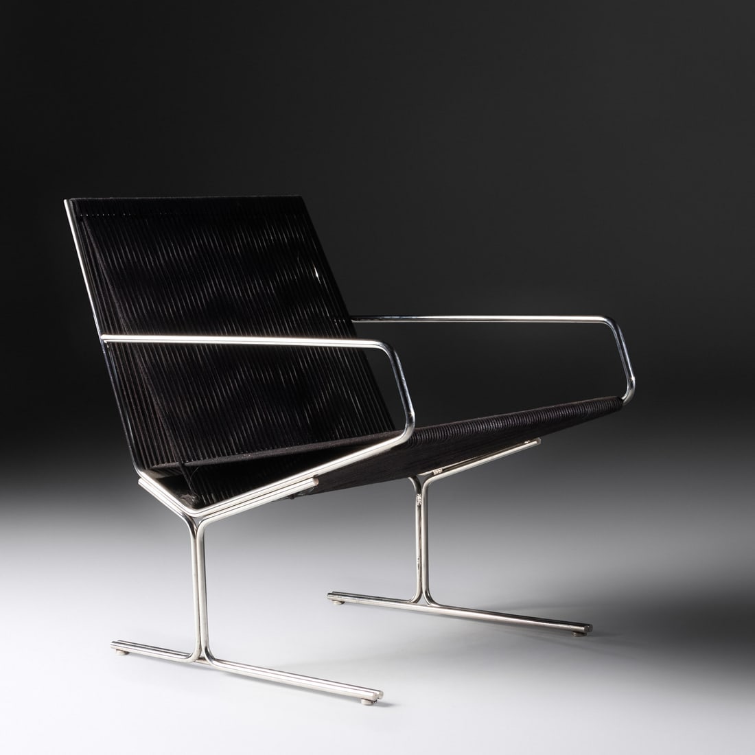 Janet Rosenblum (20th Century) Sling Lounge Chair: Janet Rosenblum (20th Century) Sling Lounge Chair rope, chrome-plated steel H 30 x W 22 x D 26 inches Property from the Phyllis Seltzer Trust, Cleveland, Ohio