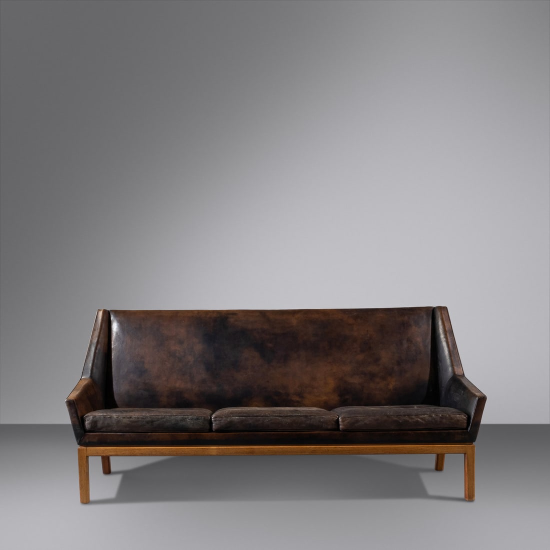 Erik Kolling Andersen (b. 1921) Sofa, c. 1961 Peder Pedersen, Denmark: Erik Kolling Andersen (b. 1921) Sofa, c. 1961 Peder Pedersen, Denmark leather, rosewood H 31 x W 69 1/2 x D 28 inches