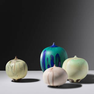 Rose Cabat (1914-2015) Collection of Four 'Feelies': Rose Cabat (1914-2015) Collection of Four 'Feelies' glazed stoneware each example signed 'CABAT' Tallest | H 5 1/2 x Dia 4 inches