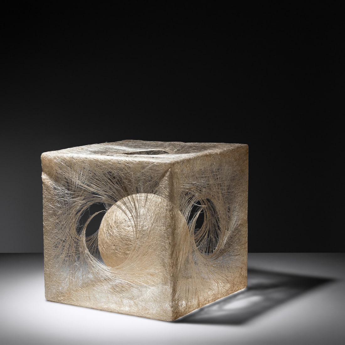 Naoko Serino (b. 1962) Untitled Cube with Floating Orb Sculpture (1 of 2)