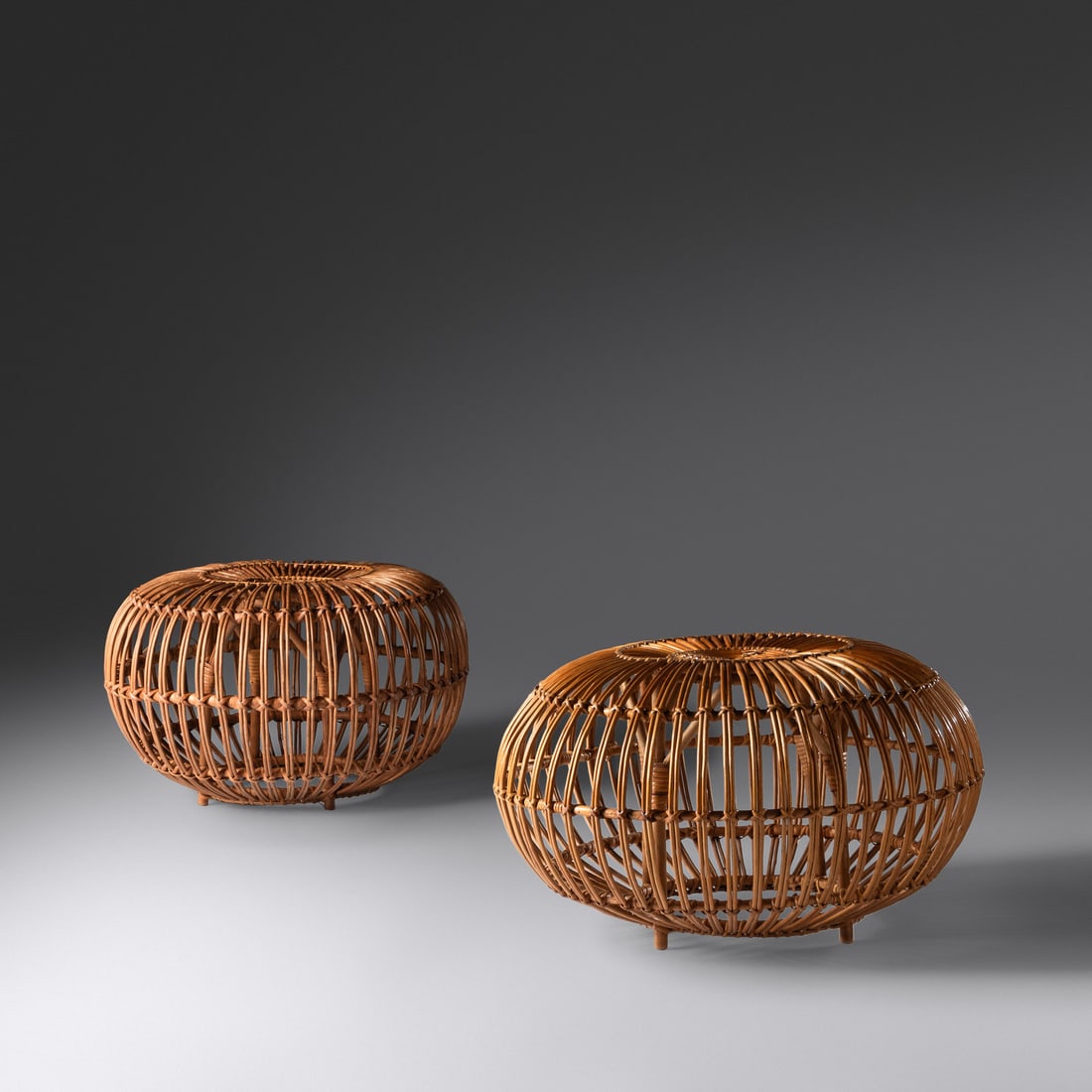 Franco Albini (1905-1977) Pair of 'Margherita' Stools, c. 1951 Vittorio Bonacina, Italy (1 of 2)