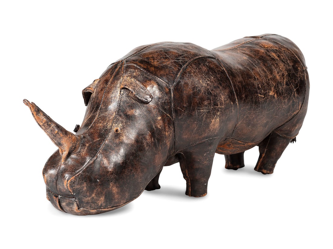 A Leather Rhinoceros Footstool (1 of 4)
