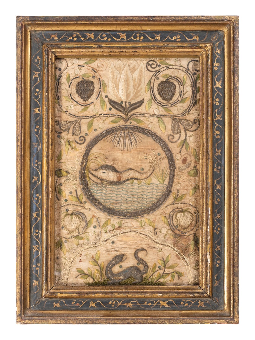 An English Needlework Panel of a Dolphin (1 of 3)