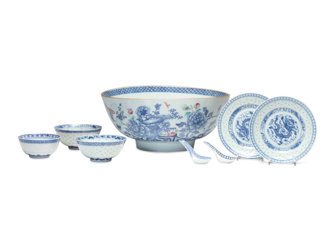 A Chinese Porcelain 'Flower and Butterfly' Punch Bowl (1 of 12)