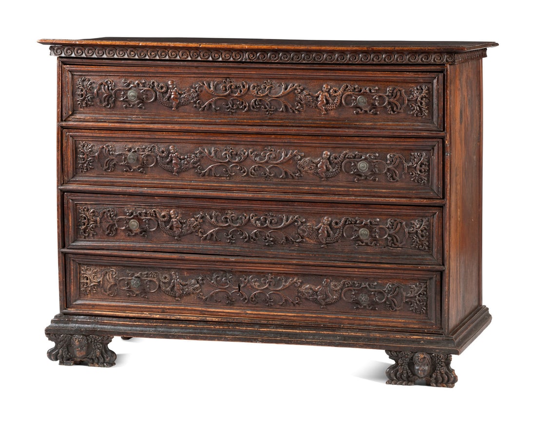A Baroque Highly Carved Walnut Commode (1 of 11)