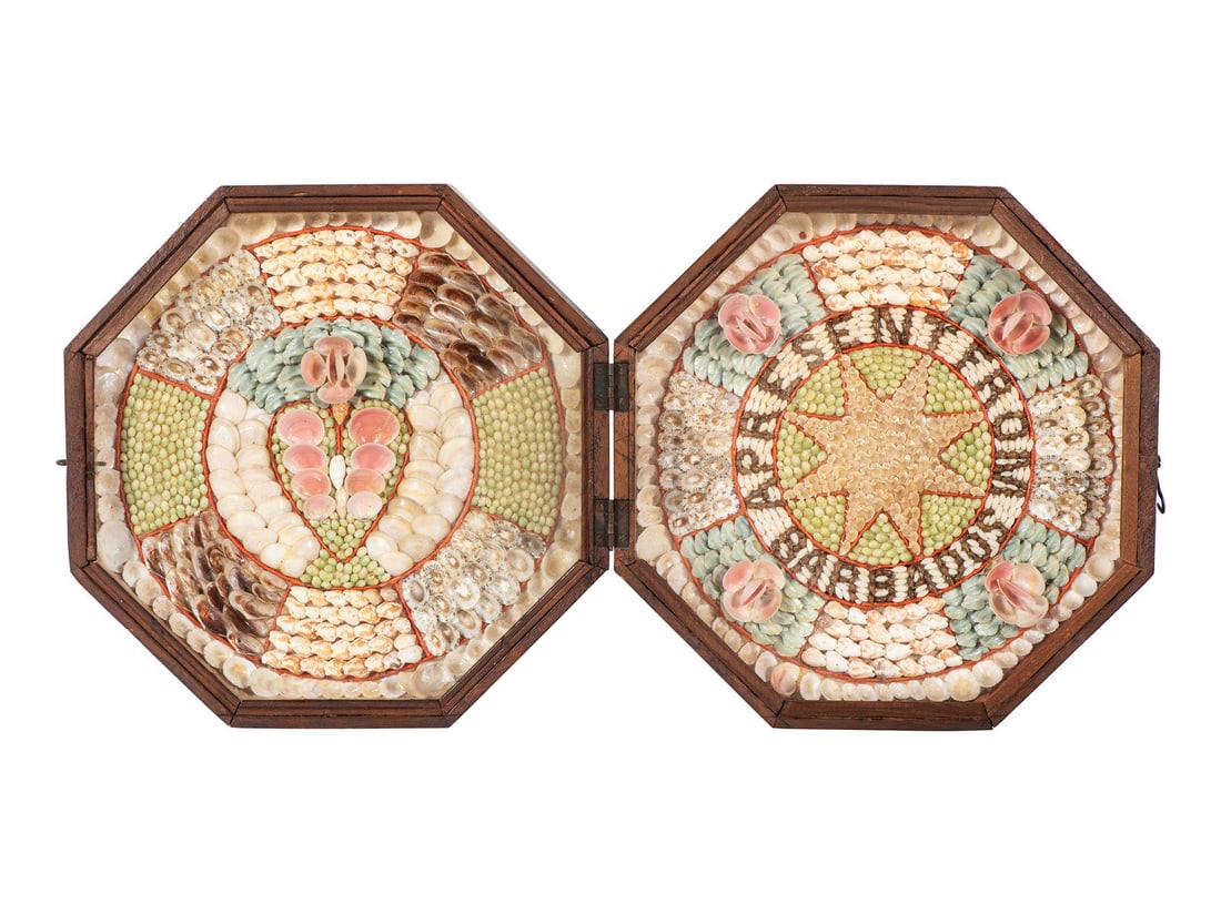 A Shellwork Heart and Sunburst Double Sailor's Valentine (1 of 3)