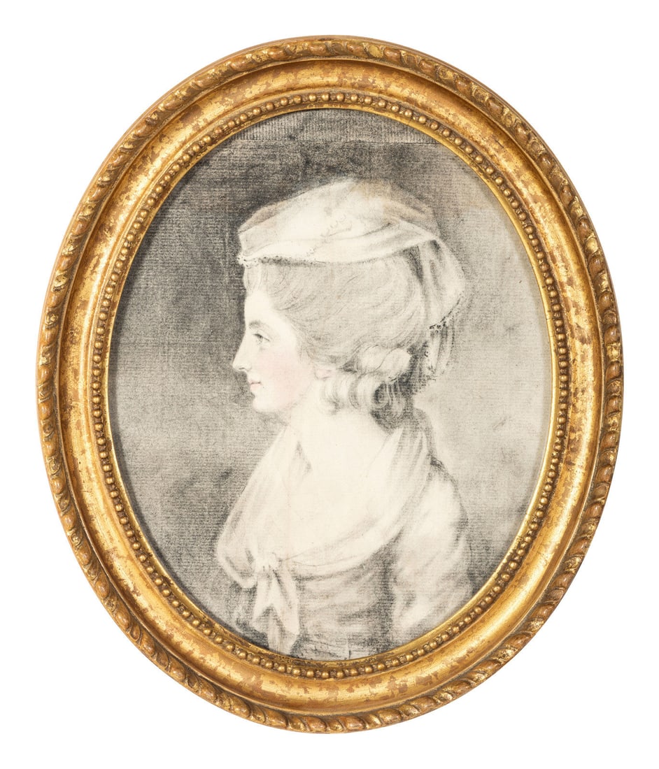 John Downman (Welsh, 1750-1824): John Downman (Welsh, 1750-1824) Portrait of Mrs. Willomena Lock pencil and chalk on paper inscribed with sitter and artist names, verso 7 3/8 x 6 inches. Provenance: Wilkins & Wilkins, London, 1994.