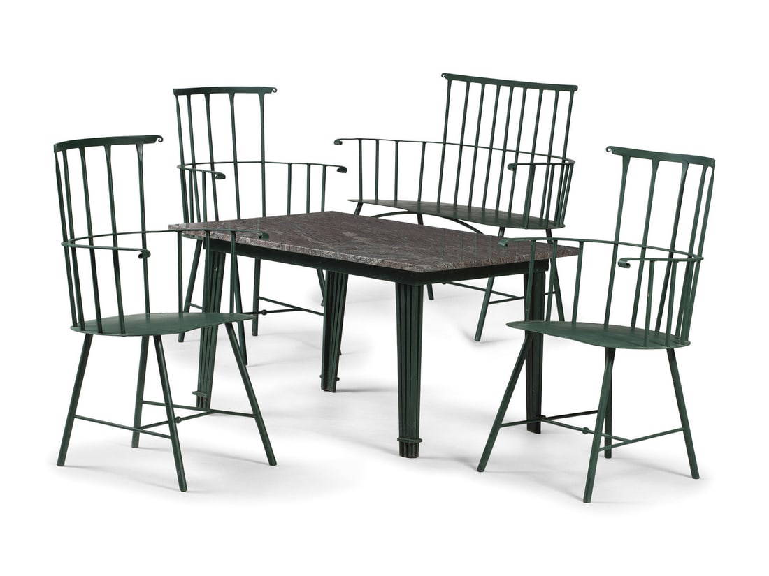 A Suite Of Painted Metal Windsor Patio Furniture Auction
