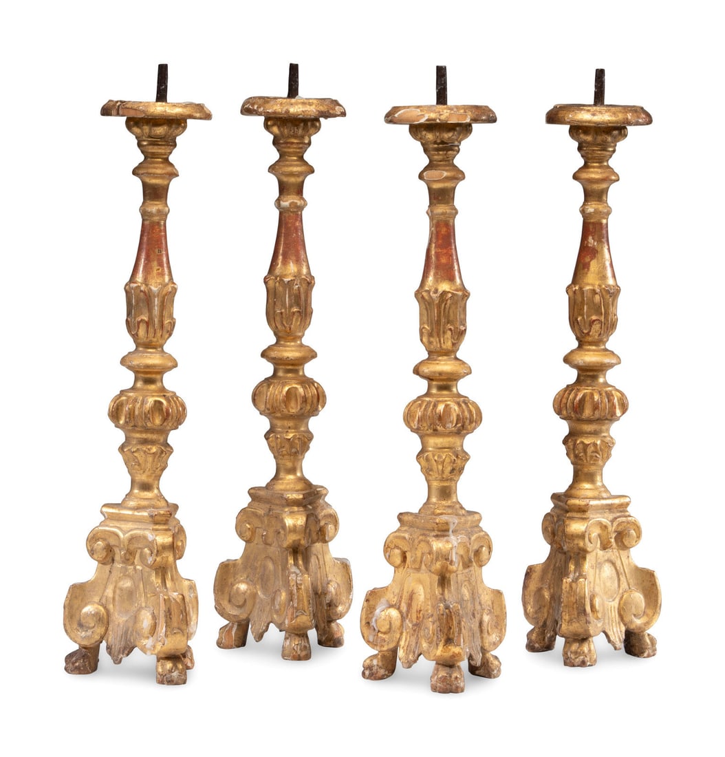 Four Continental Giltwood Pricket Sticks (1 of 4)