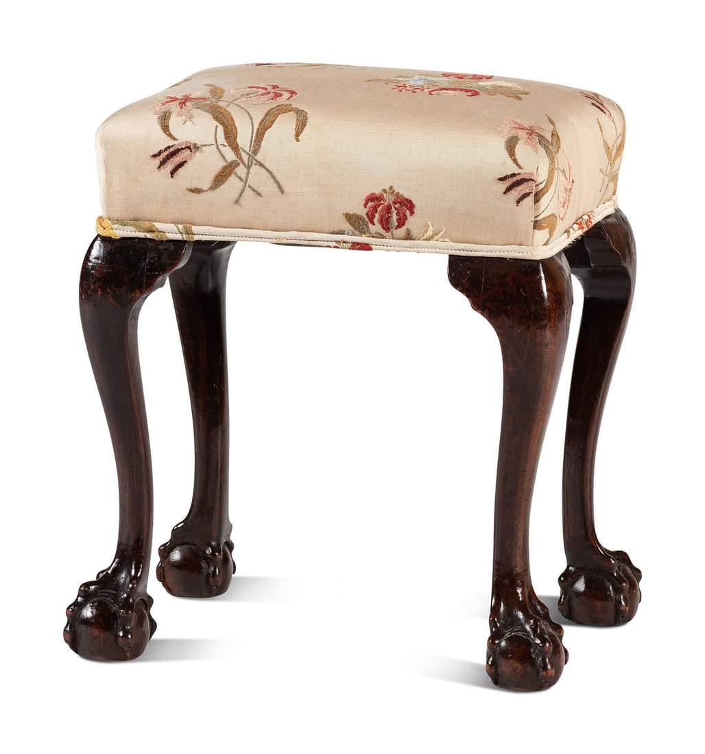 A Chippendale Style Carved Mahogany Claw-and-Ball Foot Stool (1 of 2)