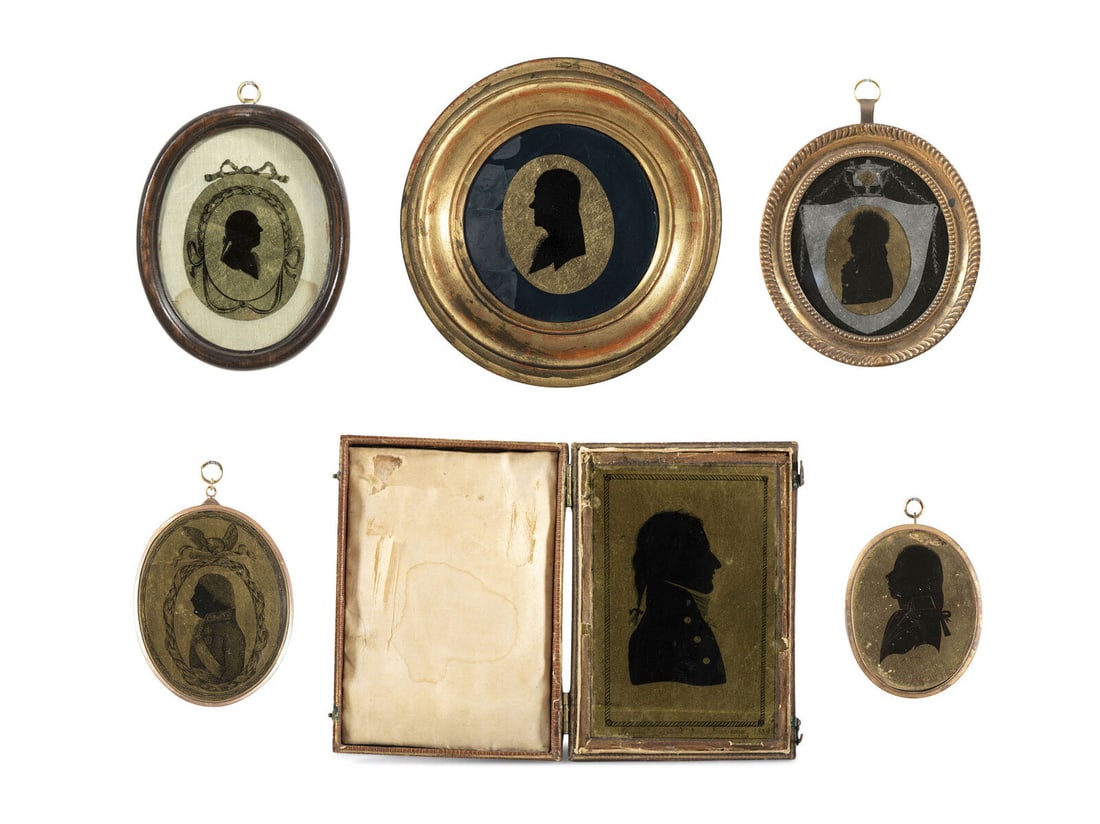 Six Verre Eglomise Silhouette Portraits of Gentlemen and Military Officers (1 of 13)