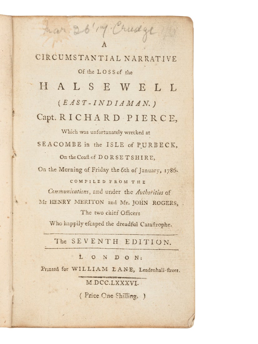 [SHIPWRECKS -- BRITISH]. A group of 3 works about British shipwrecks, comprising: (1 of 3)
