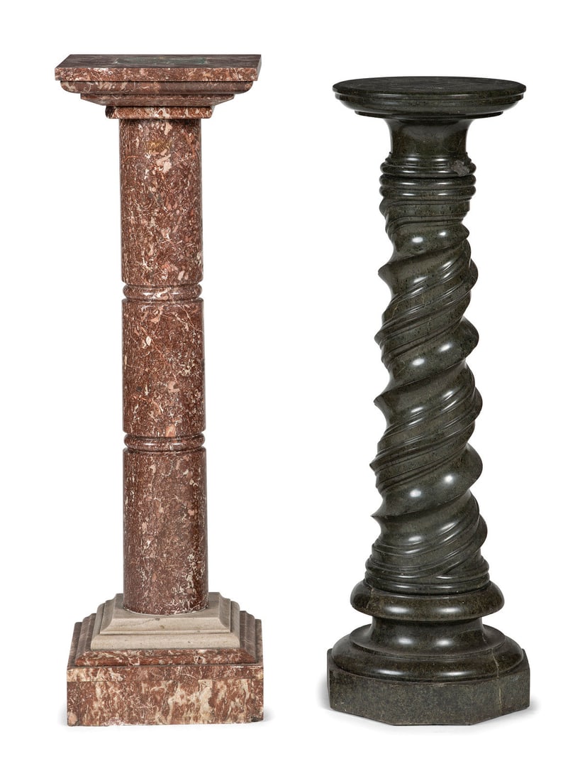 Two Continental Carved Marble Column Pedestals (1 of 2)
