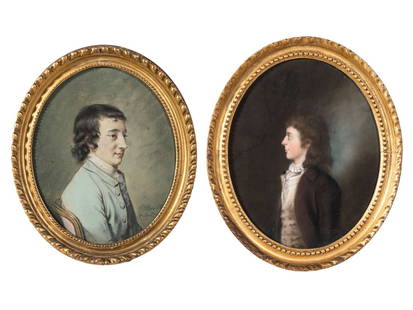Two British School Portraits, Late 18th/Early 19th Century: Two British School Portraits, Late 18th/Early 19th Century Hugh Douglas Hamilton (British, 1739-1808) Portrait of the Duke of Rutland as a Young Man chalk and pastel on paper signed HD Hamilton and il