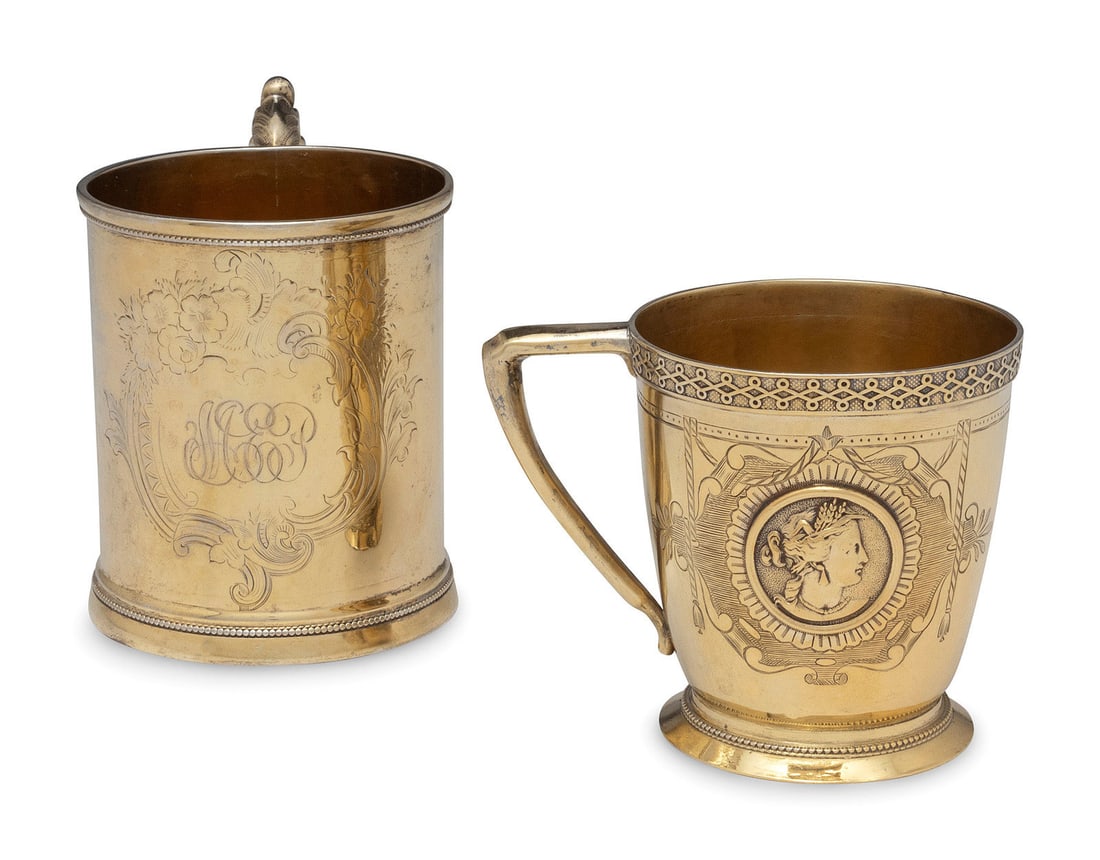 Two American Coin Silver-Gilt Mugs (1 of 9)