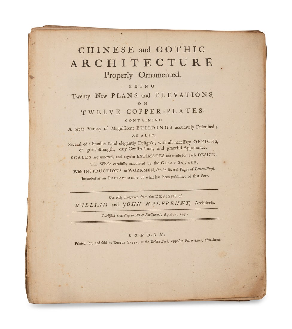 [ARCHITECTURE]. HALFPENNY, William and John. Chinese and Gothic Architecture Properly Ornamented. (1 of 5)
