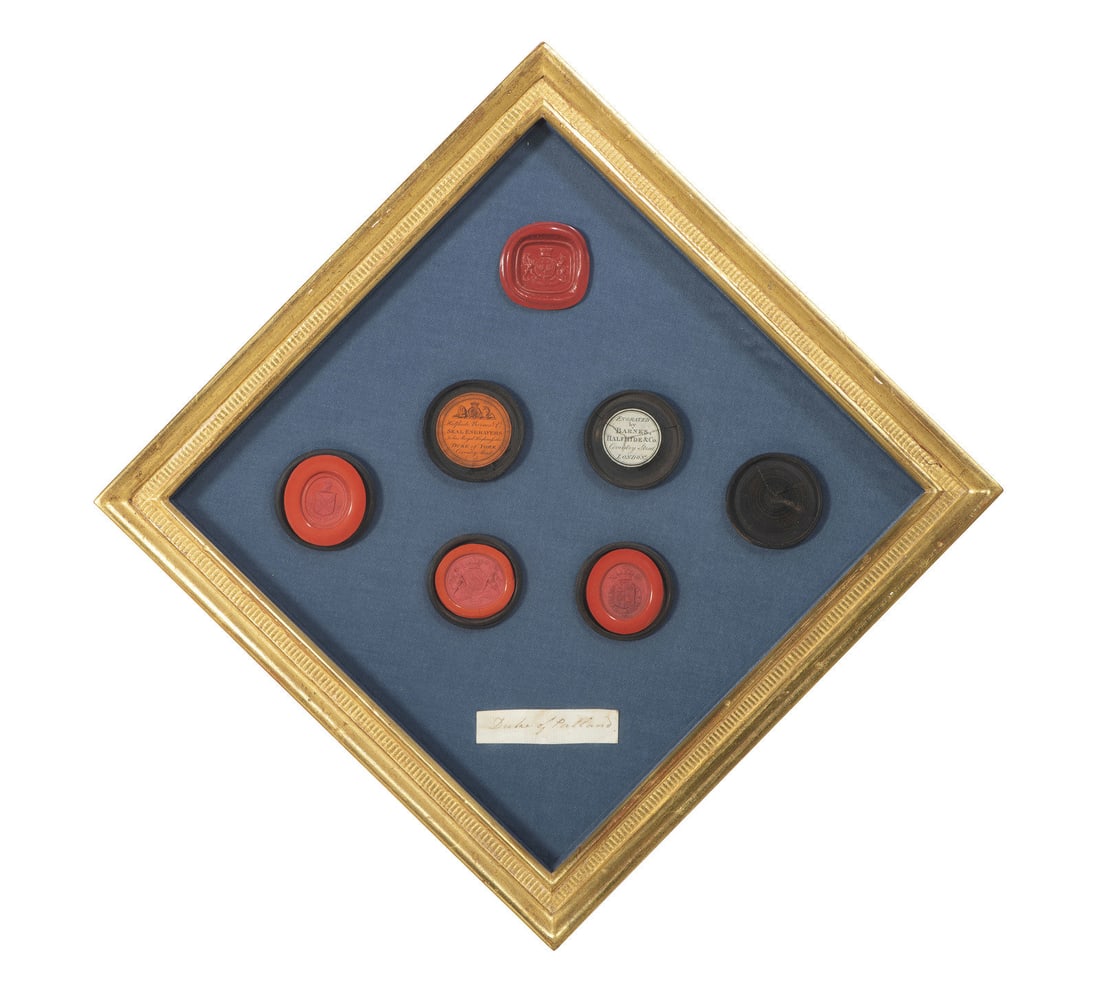 Four Framed English Red Wax Seal Impressions of Noble Interest (1 of 2)