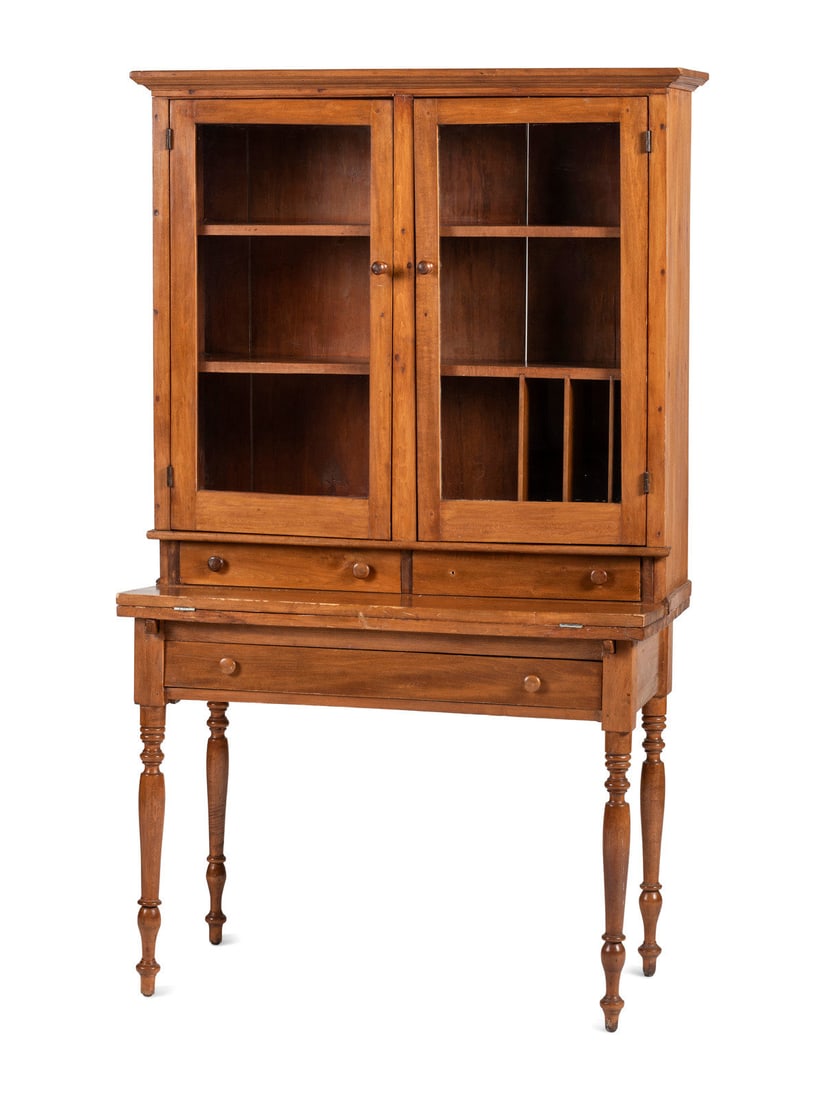 A Late Federal Cherrywood Step-Back Secretary Bookcase (1 of 6)