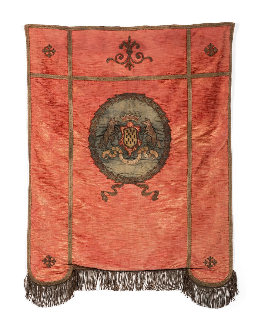 A Velvet and Metallic Thread Embroidered Armorial Panel (1 of 2)