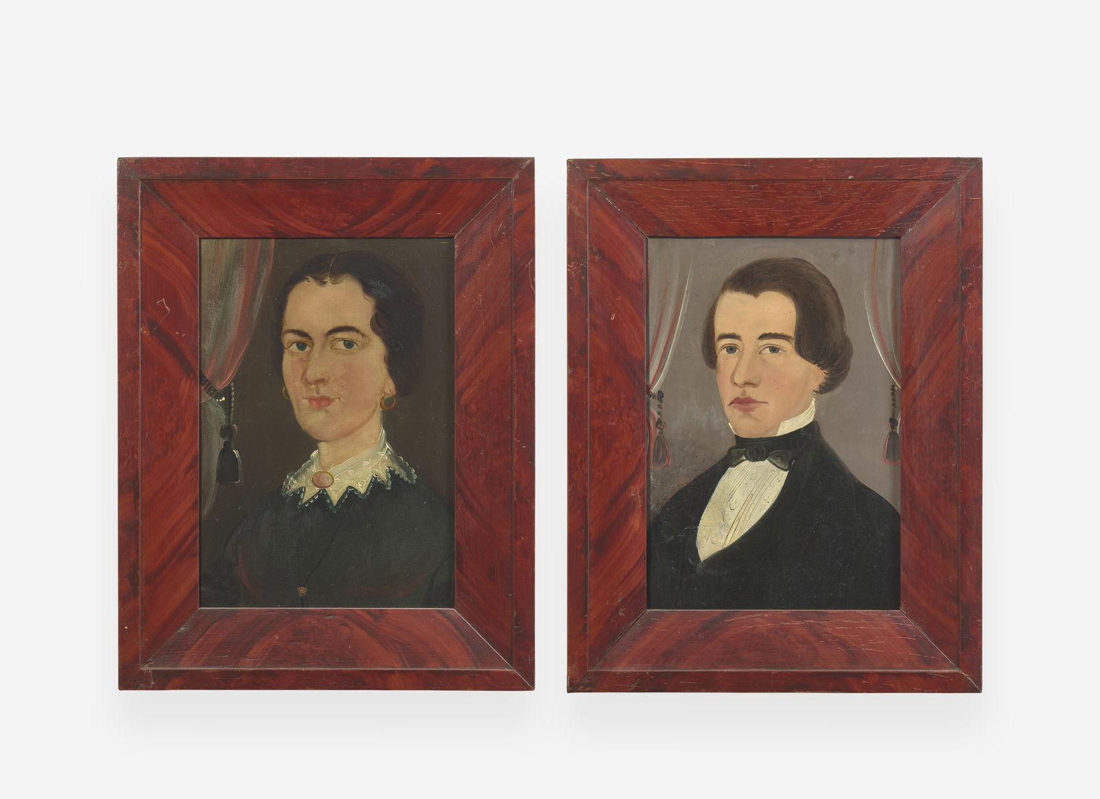 Prior-Hamblin School 19th century, A Pair of Portraits: Obediah and Mary Ann Duston of Salem, New Ha (1 of 5)