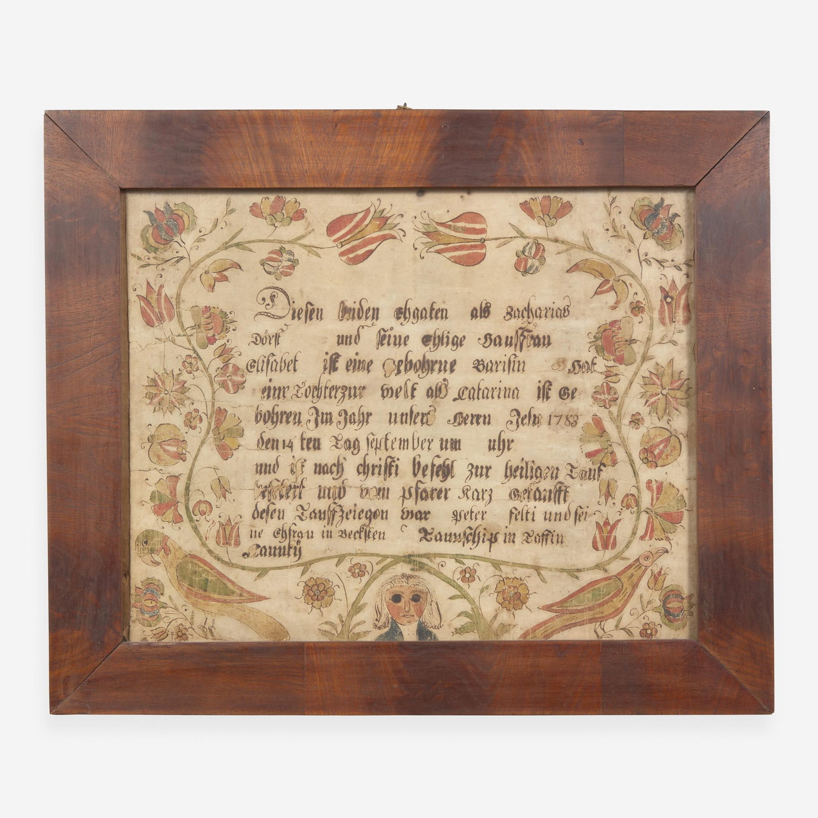 Arnold Hoevelman (active 1771-1796), A Fraktur Birth Record, 18th century (1 of 2)