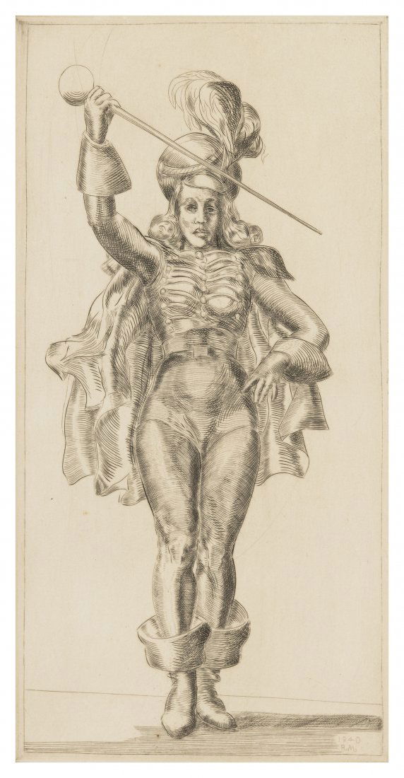 Reginald Marsh, (American, 1898-1954), Band Leader: Reginald Marsh (American, 1898-1954) Band Leader etching 11 5/8 x 5 7/8 inches.