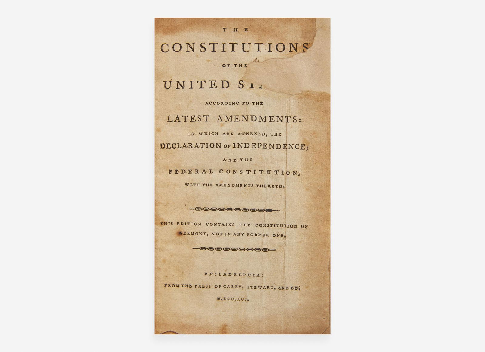[Americana] The Constitutions of the United States According to the Latest Amendments... (1 of 4)