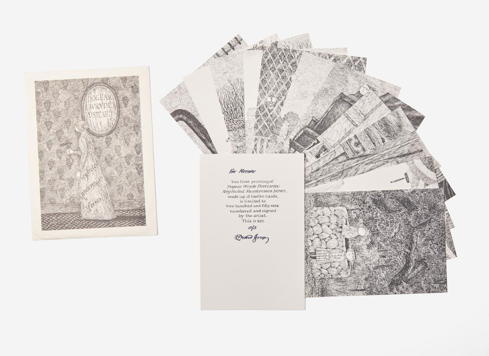 [Children's & Illustrated] Gorey Edward: Neglected Murderesses Series Dogear Wryde Postcards (1 of 1)