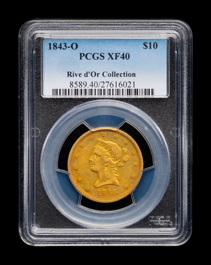 An 1843-O Liberty Head $10 Gold Coin (PCGS XF40) (1 of 2)
