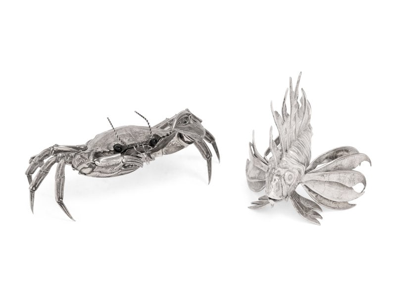 A Silver Model of a Crab and Lionfish (1 of 3)