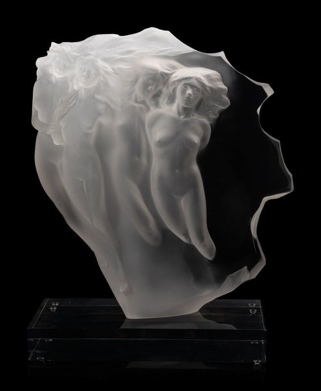 Frederick Hart (American, 1943-1999) Light Whispers, 1985: Frederick Hart (American, 1943-1999) Light Whispers, 1985 Acrylic resin signed at base Without base: 15 x 14 1/4 x 3 1/2 inches.; with base: 16 x 14 x 5 inches. This lot is located in Chicago.