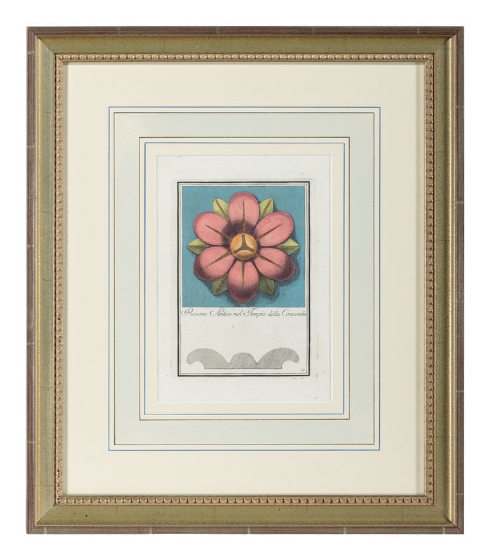 Carlo Antonini (Italian, 18th Century) Rosone Nell' Arco Di Settimio Severo: Carlo Antonini (Italian, 18th Century) Rosone Nell' Arco Di Settimio Severo four colored engravings 7 x 5 inches (plate size) This lot is located in Chicago. Size 7 x 5 i