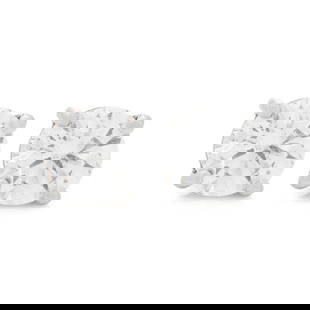 DIAMOND STUD EARRINGS: DIAMOND STUD EARRINGS Containing two round brilliant cut diamonds weighing approximately 1.00 carat total. Mounted in platinum. Gross weight: 0.80 dwt. Property from the Estate of Linda O'Neil Porteou