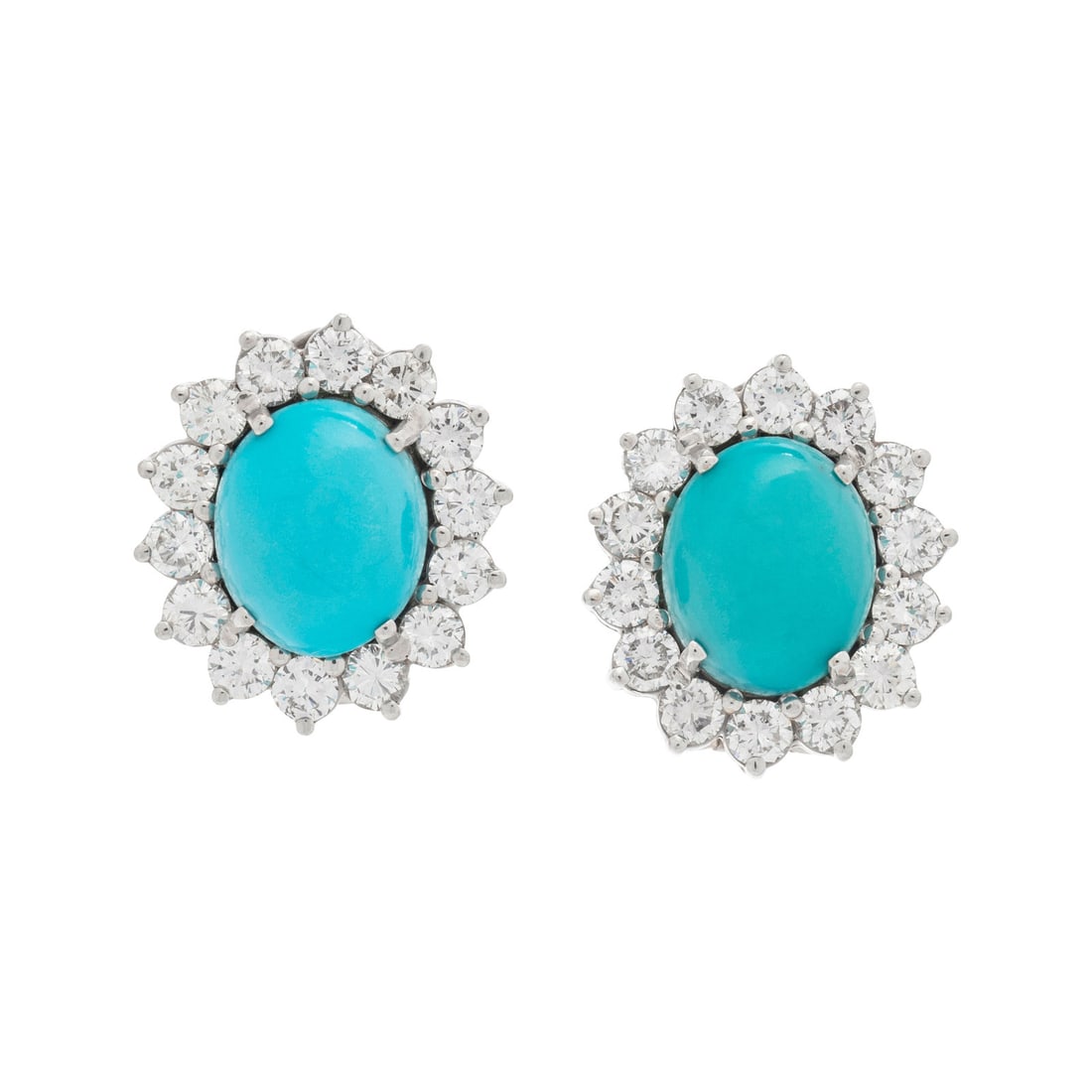 TURQUOISE AND DIAMOND EARCLIPS (1 of 2)