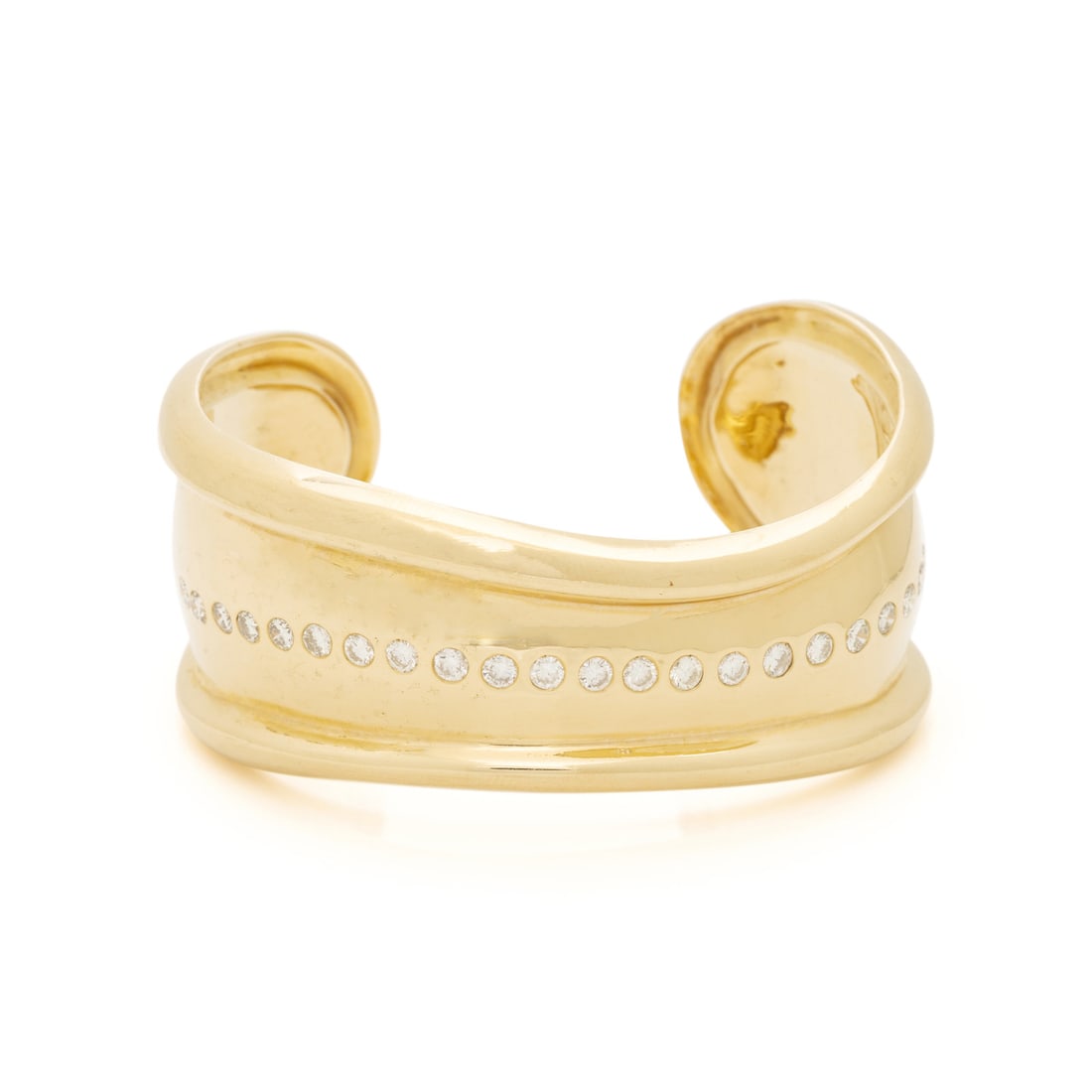 YELLOW GOLD AND DIAMOND CUFF BRACELET (1 of 2)