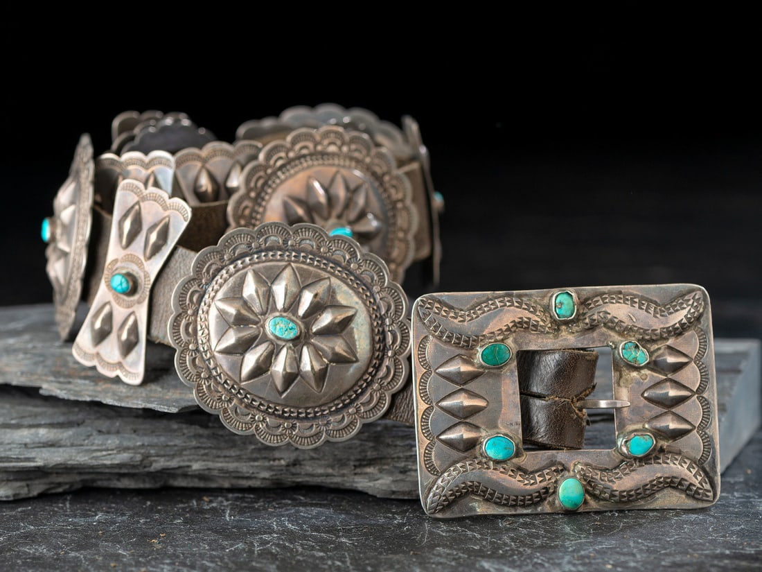 Navajo Silver and Turquoise Concha Belt (1 of 3)