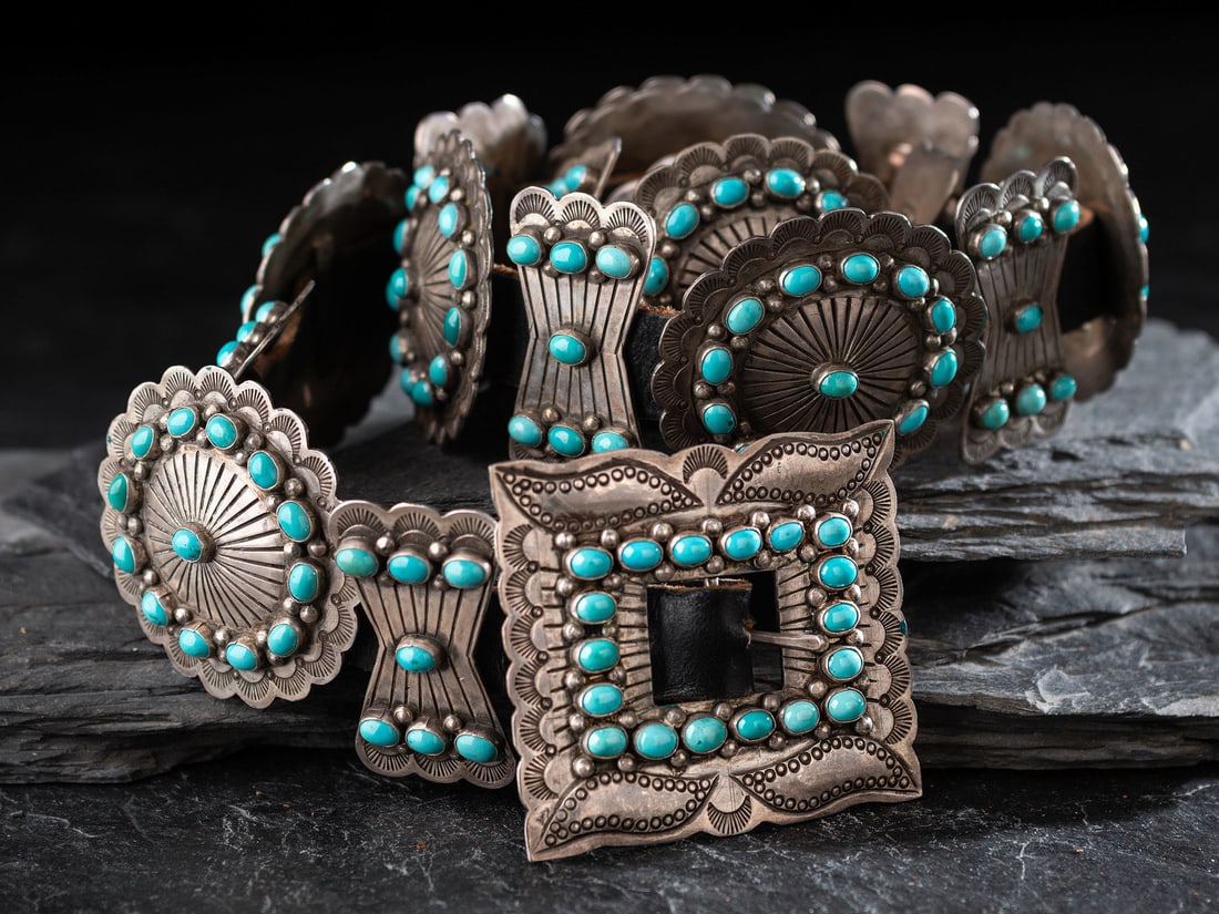 Navajo Turquoise Cluster Concha Belt (1 of 3)