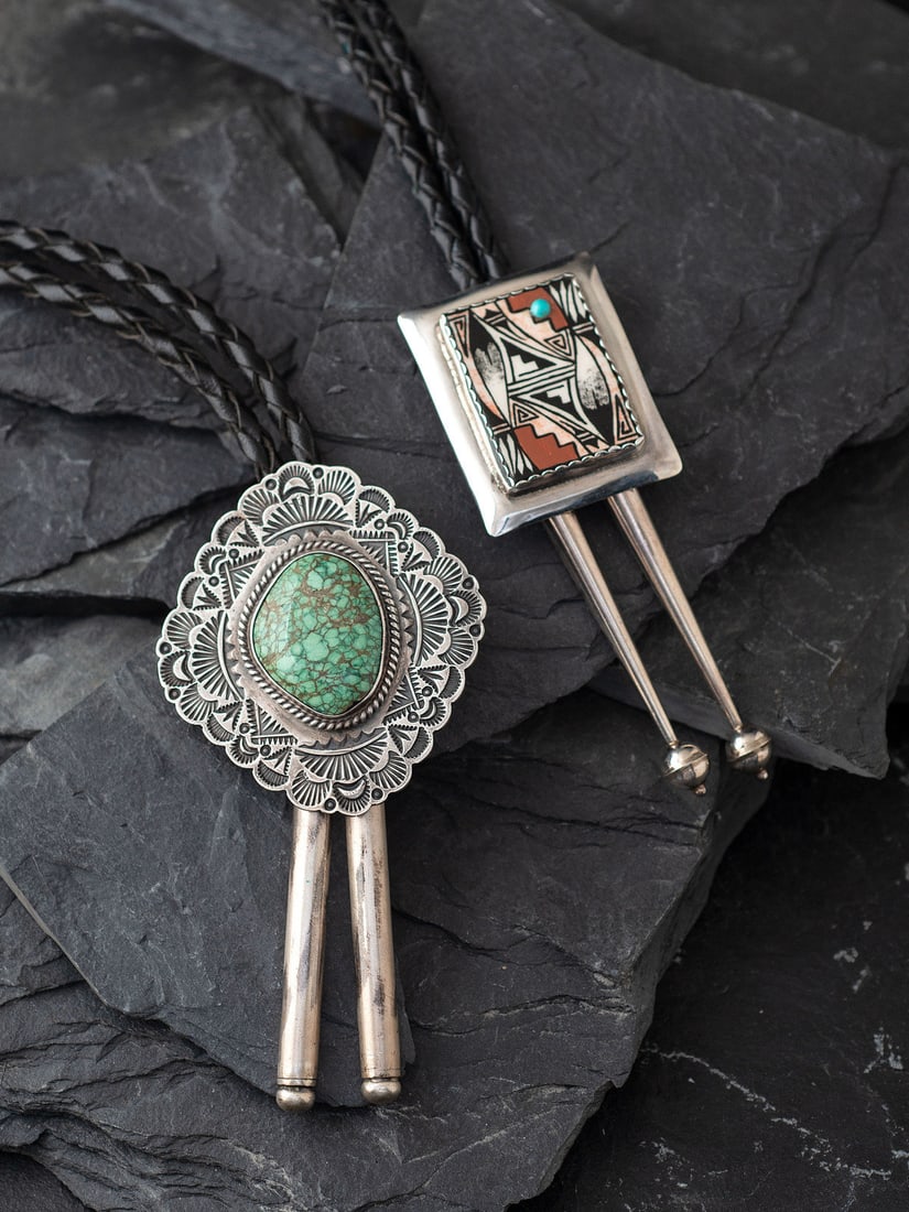 Oscar Alexius and Allen Aragon (Diné, b. 1949 and b. 1964) Silver Bolo Ties (1 of 3)