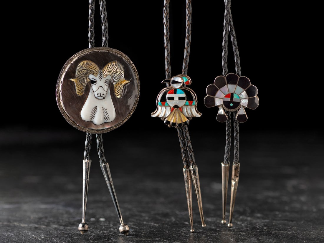 Zuni Mosaic Inlay Bolo Ties (1 of 4)