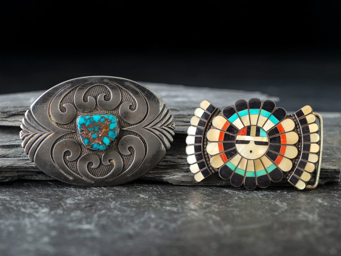 Zuni and Hopi Silver Belt Buckles (1 of 3)