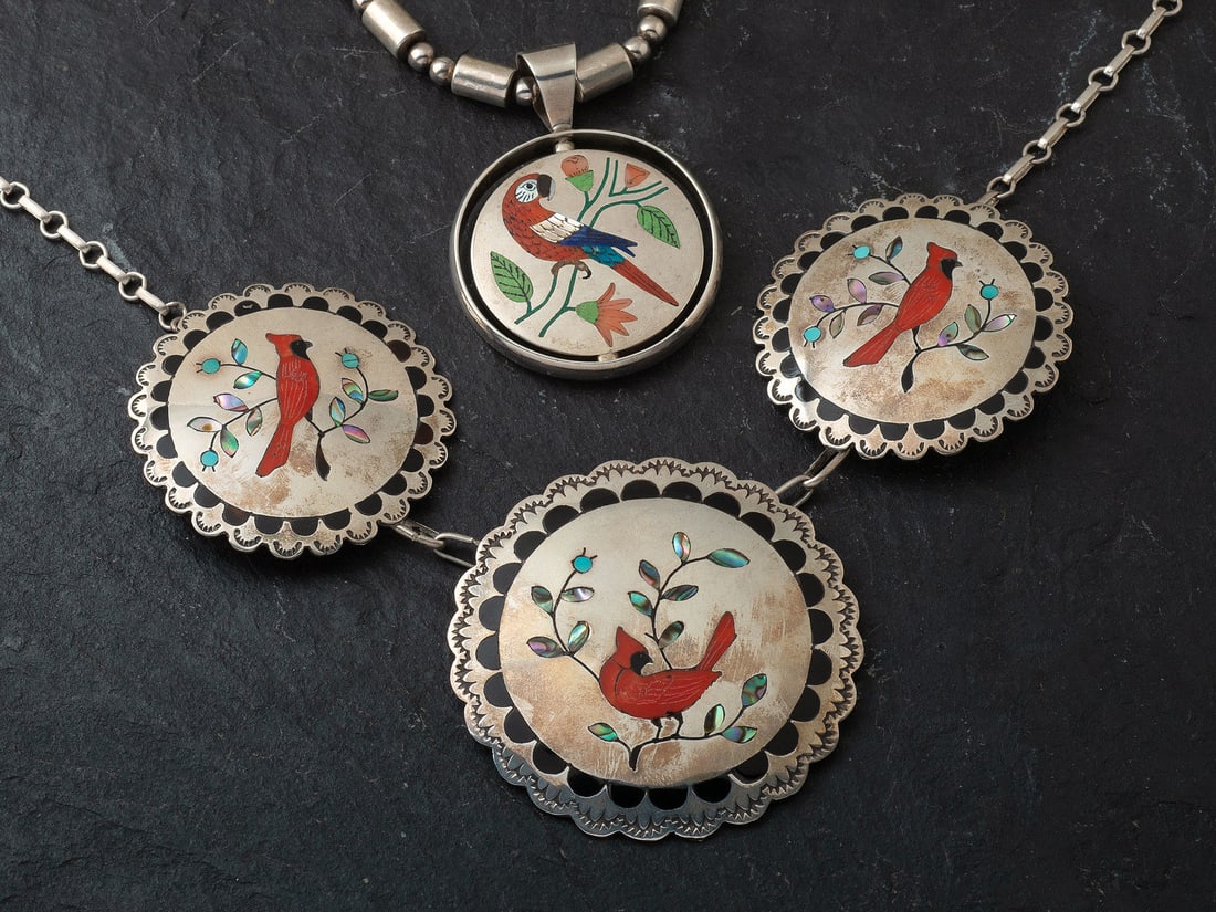 Zuni Mosaic Inlay Avian Necklaces (1 of 3)