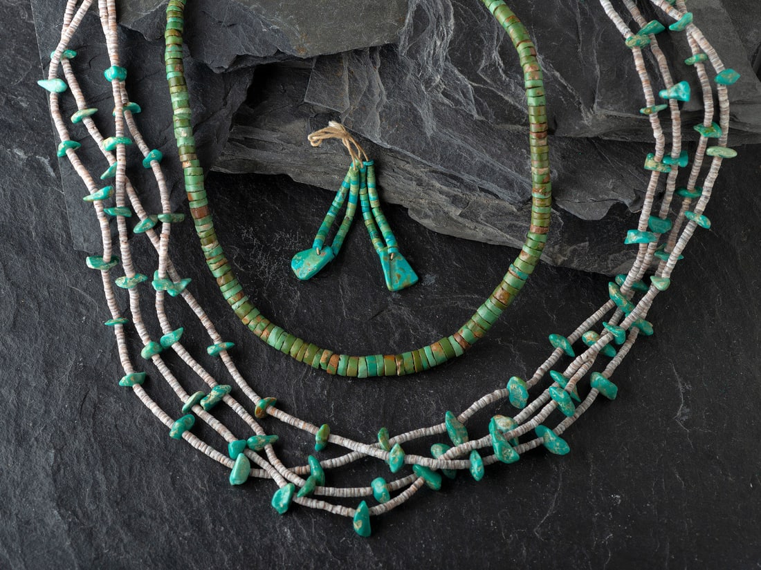 Pueblo Rolled Turquoise Necklace and Joclas (1 of 2)