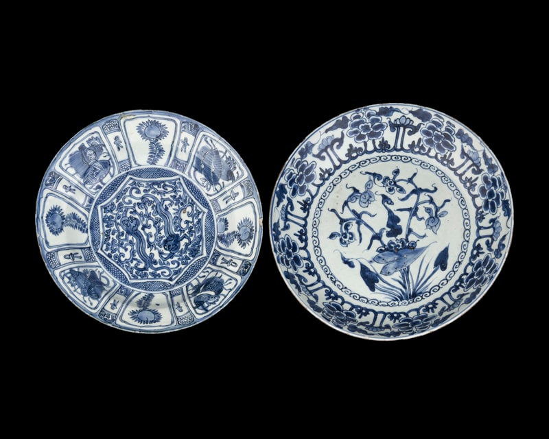 Two Chinese Export Blue and White Porcelain Chargers (1 of 3)