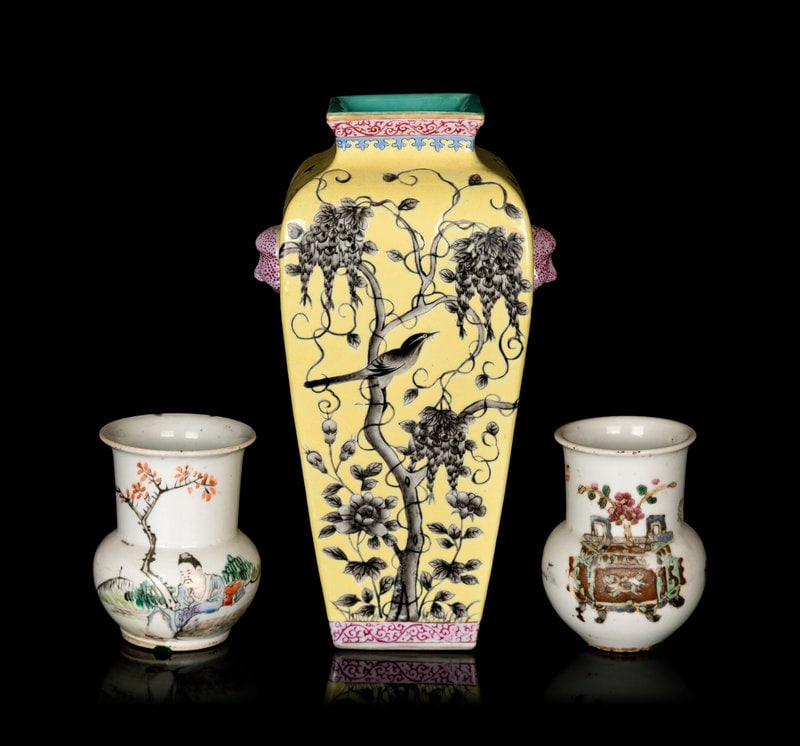 Three Chinese Famille Rose Porcelain Vases (1 of 4)