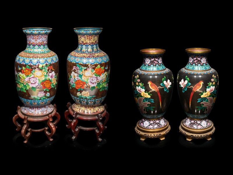 Two Pairs of Large Chinese Cloisonné Baluster Vases (1 of 7)