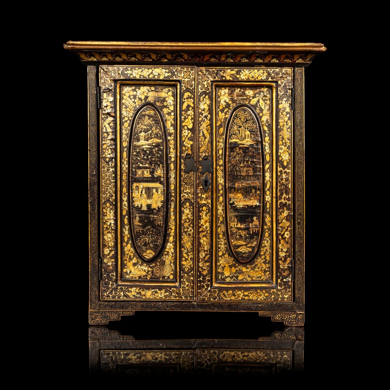 A Chinese Export Gilt Decorated Black Lacquered Chest (1 of 6)