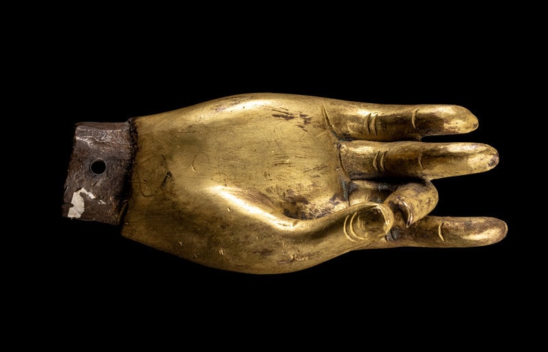 A Chinese Gilt Bronze Hand of Buddha (1 of 3)