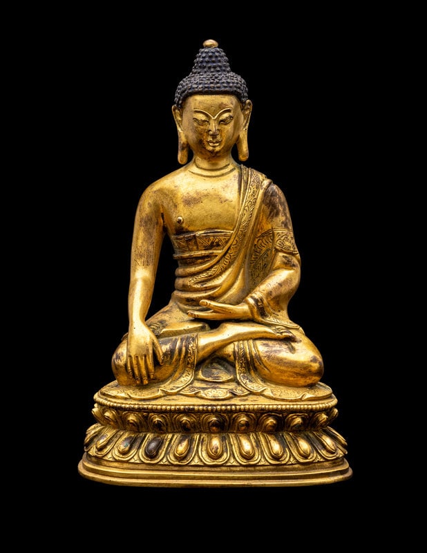 A Sino-Tibetan Gilt Bronze Figure of Seated Buddha (1 of 4)