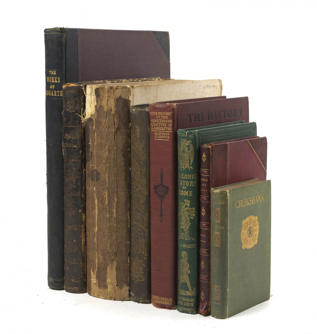 (ENGRAVINGS) 8 books about 19th c. engravers: (ENGRAVINGS) A group of eight books illustrated by or pertaining to important nineteenth-century engravers. George Cruikshank. By W.H. Chesson. London: Duckworth, n.d. The Comic History of Rome.